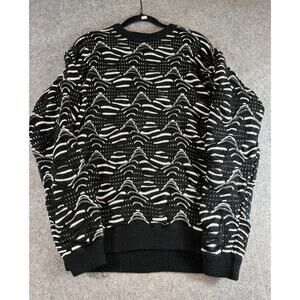 VTG 90s Coogi Style Sweater Mens Black 3D Textured Monochrome Pullover Large